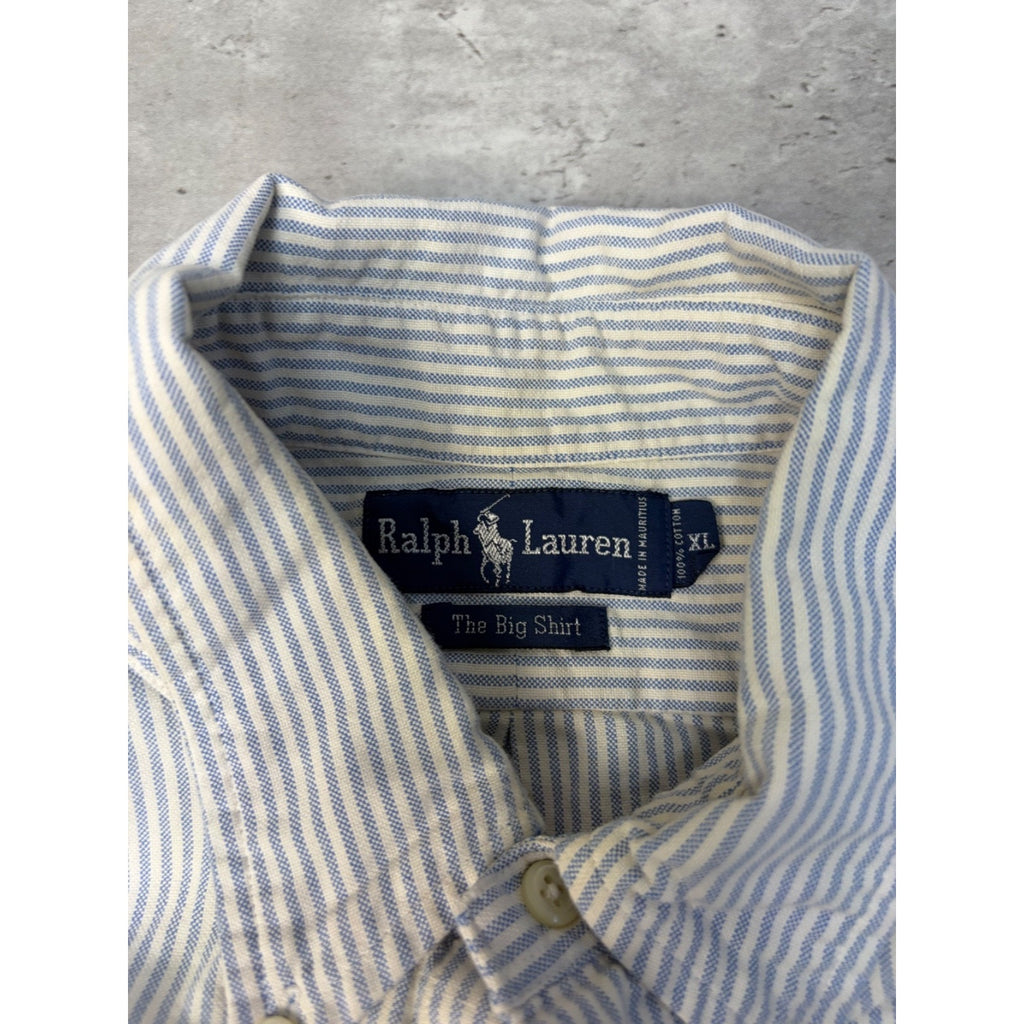 Vintage Polo Ralph Lauren Embroidered Pony Striped Button Up Shirt Size XL