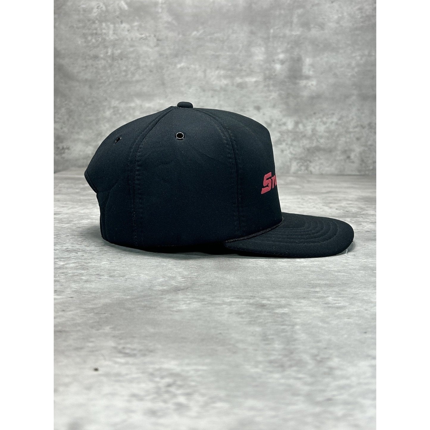 Vintage 80s Snap-On Graphic Spellout Foam Snapback Trucker Hat OSFA Black