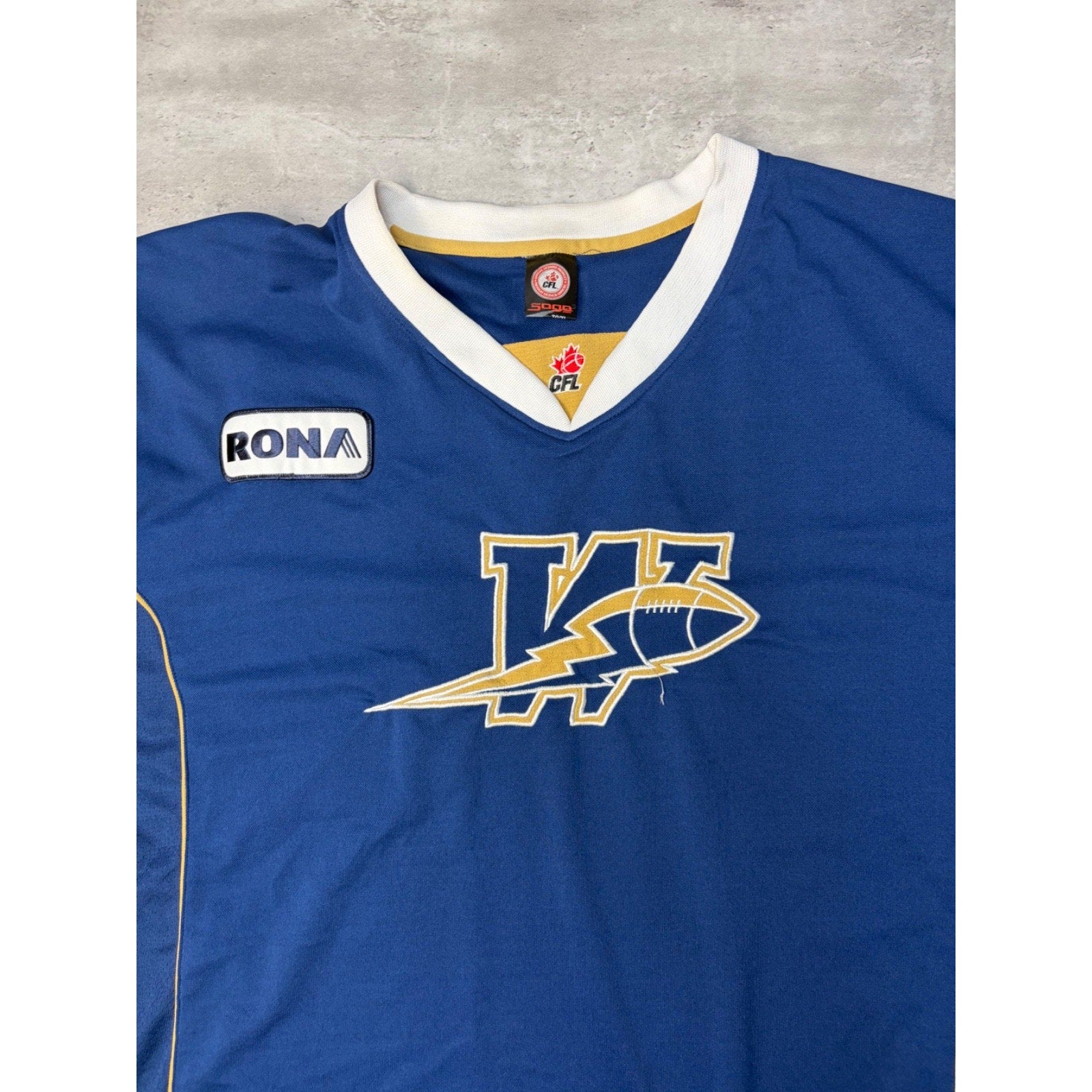 Vintage Winnipeg Blue Bombers CFL Stitched Logo Football Jersey Size XL