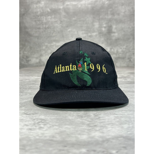 Vintage 1996 Atlanta Olympics Embroidered Logo Snapback Hat OSFA Black