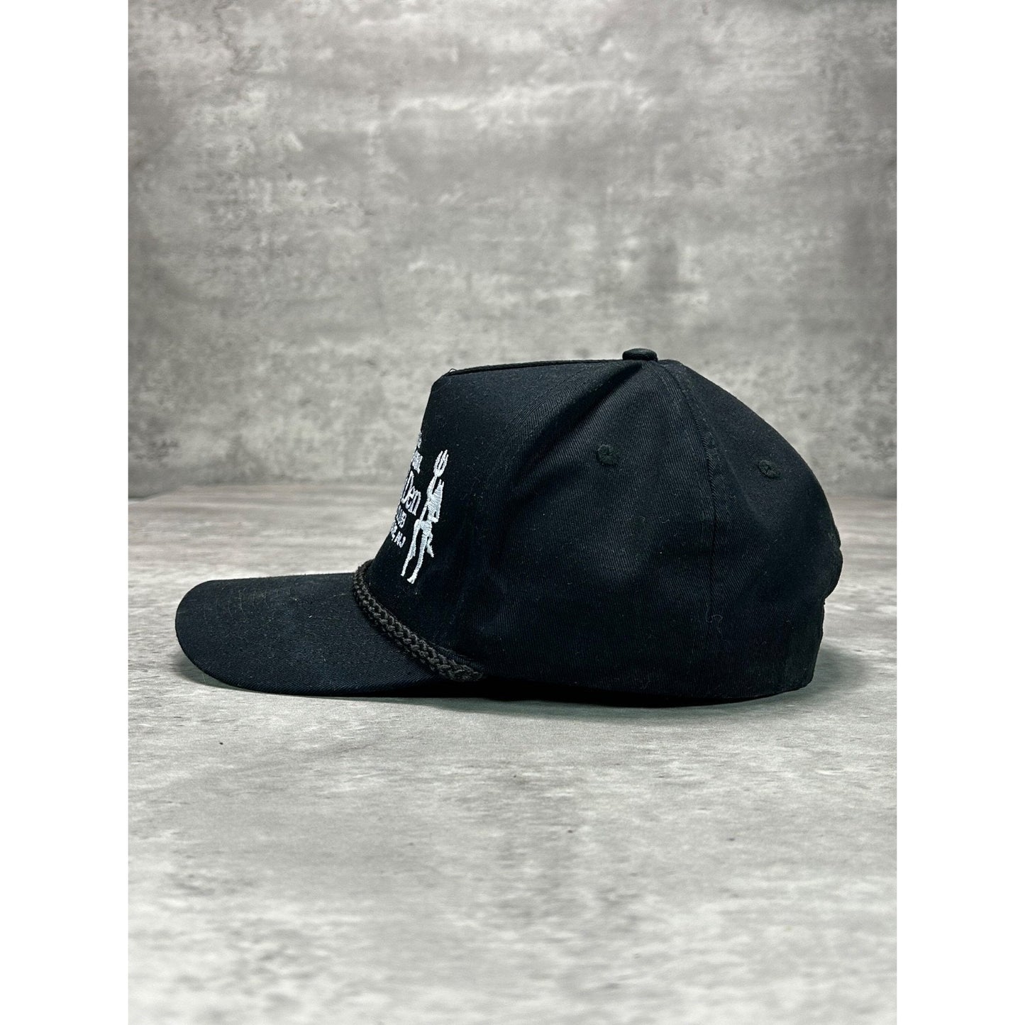 The Devils Den House Of Sin Embroidered Spellout Trucker Snapback Hat OSFA