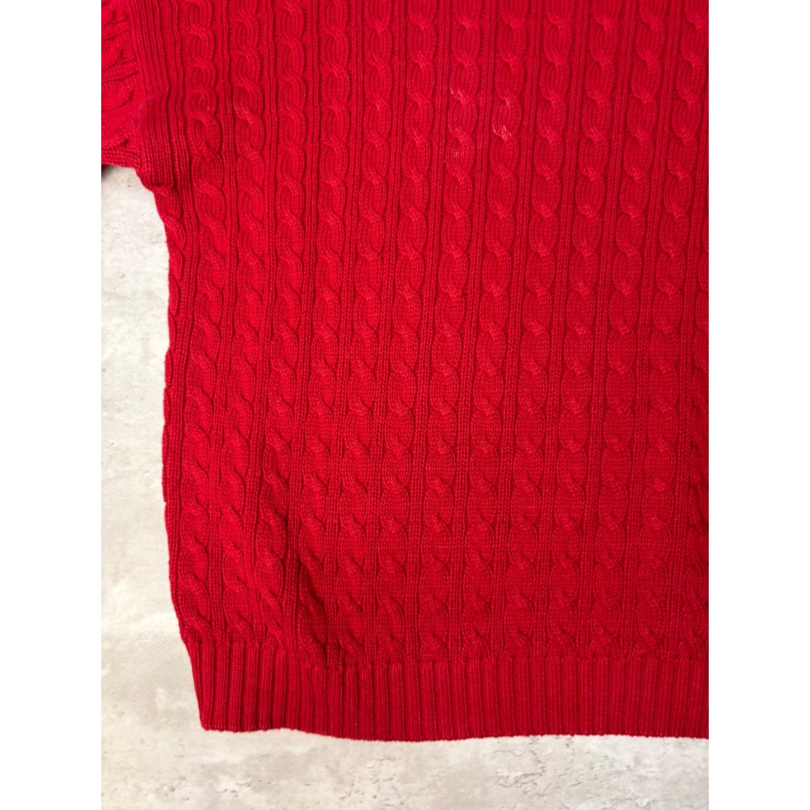 Vintage Chaps Embroidered Crest Pullover Red Cable Knit Sweater Size XL