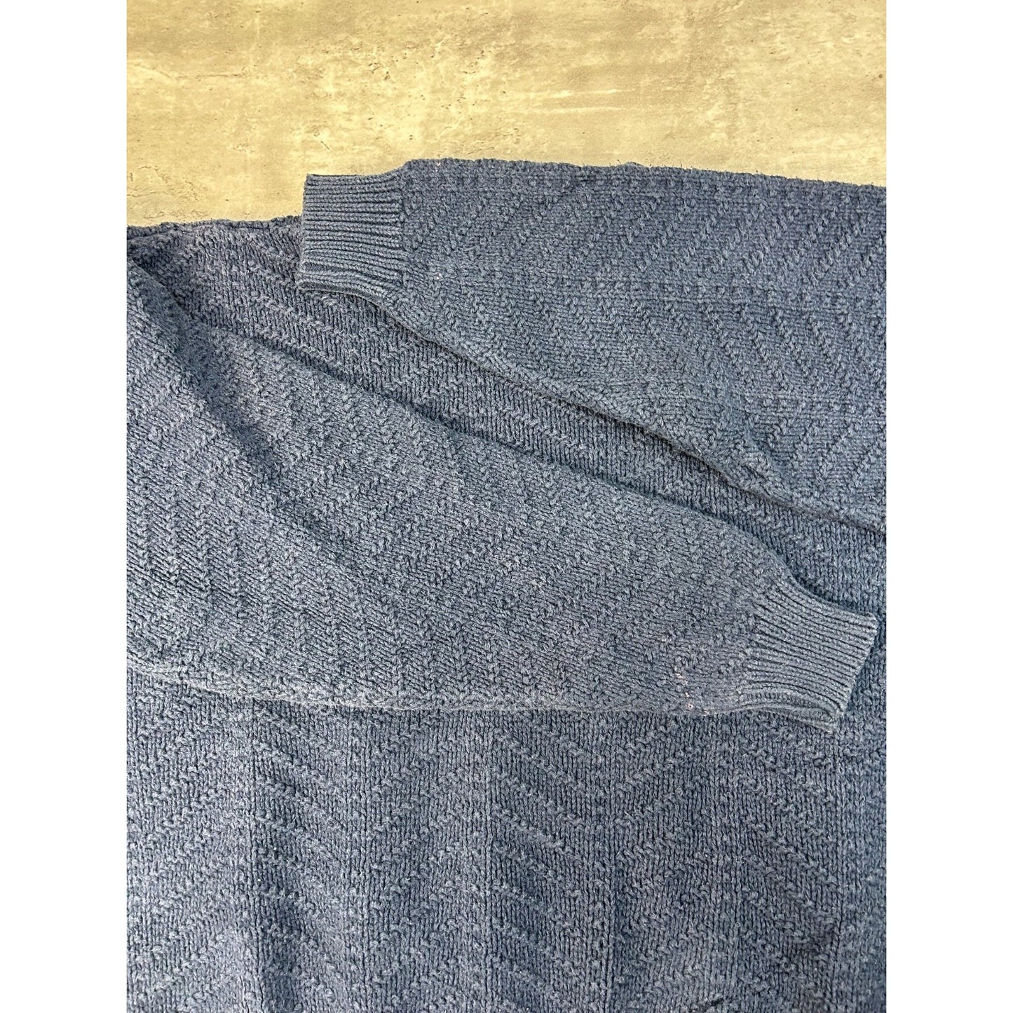 Vintage Zig Zag Striped Solid Print Pullover Knit Sweater Size Large