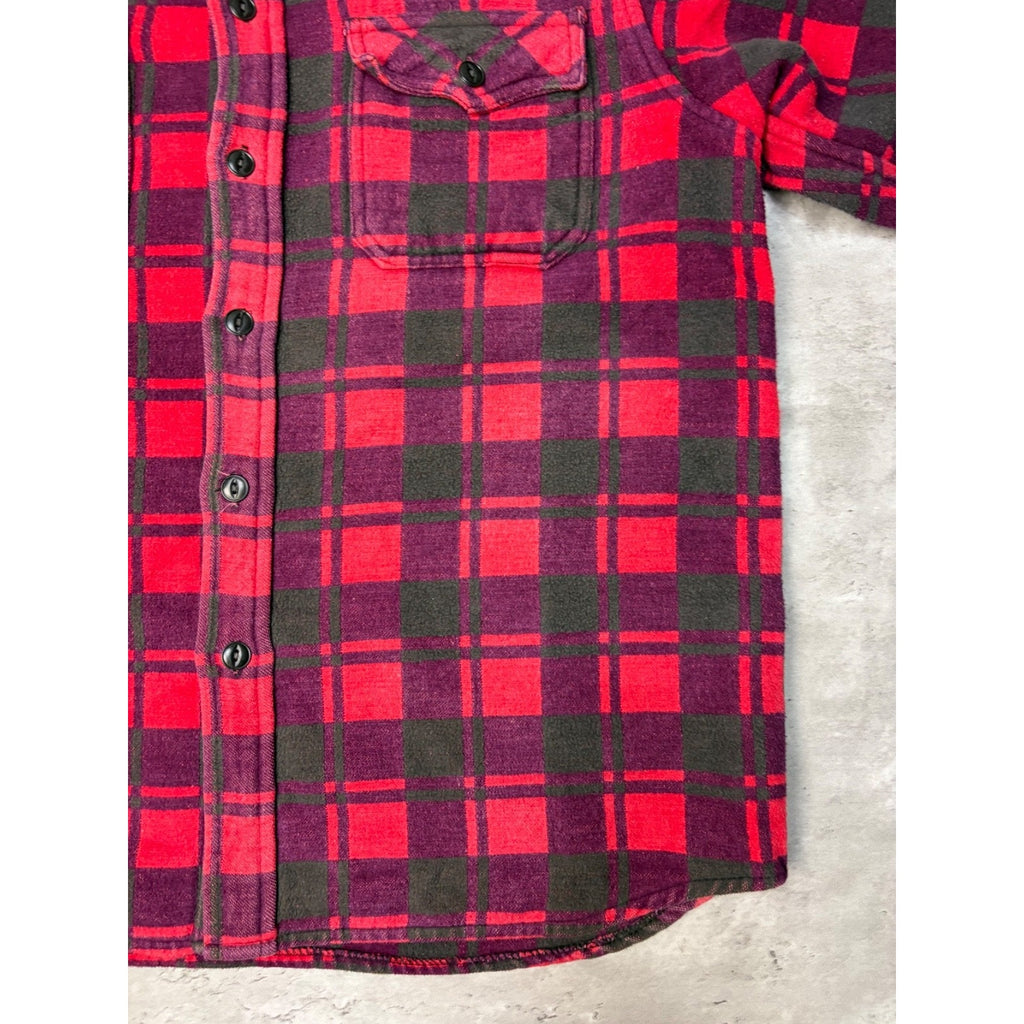 Vintage 1970s Champion Plaid Print Long Sleeve Button Up Shirt Size Large