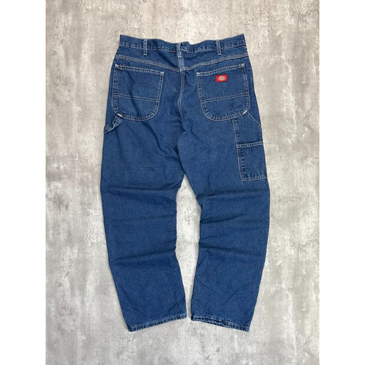 Vintage Dickies Plaid Lined Dark Wash Denim Workwear Carpenter Pants Size 36