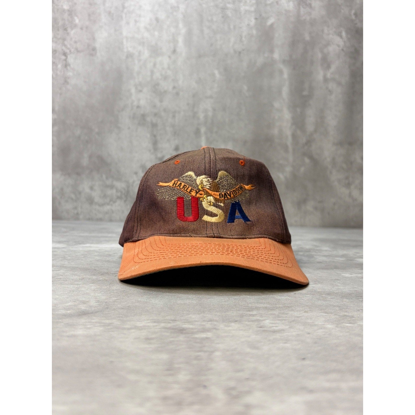 Vintage 90s Harley Davidson Embroidered Logo Spellout Snapback Hat OSFA