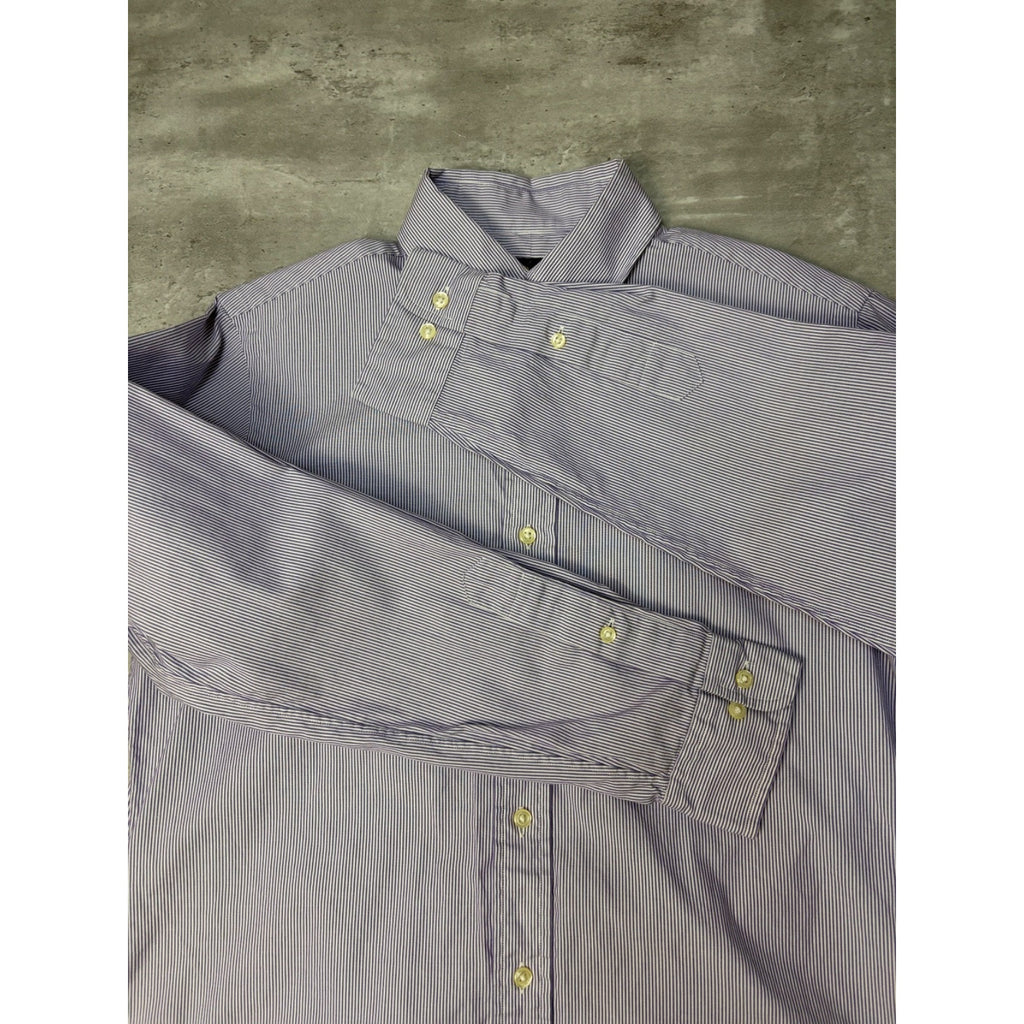 Vintage Polo Ralph Lauren Embroidered Pony Striped Button Up Shirt Size Large