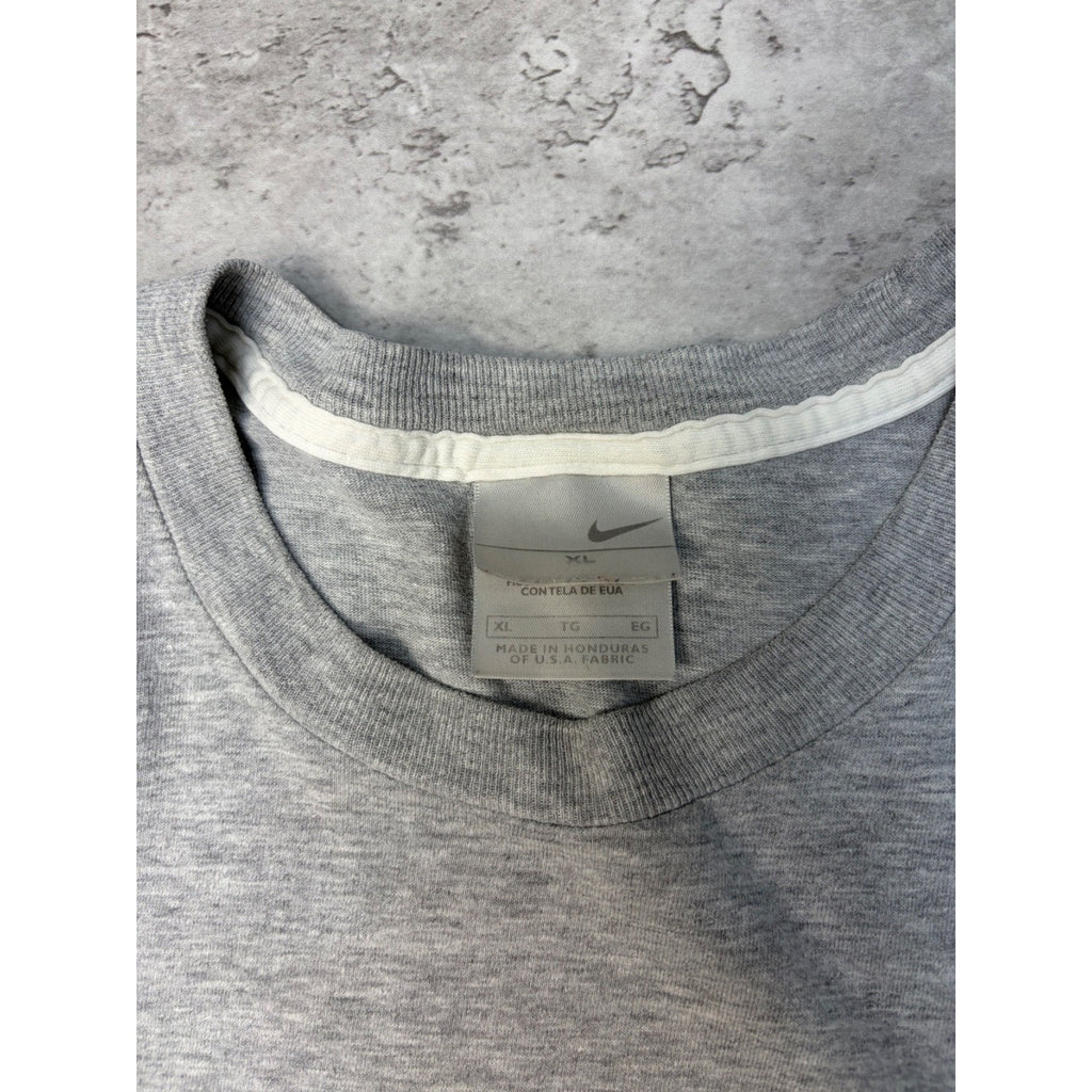 Vintage Nike Embroidered Mini Swoosh Long Sleeve Gray T-Shirt Size XL