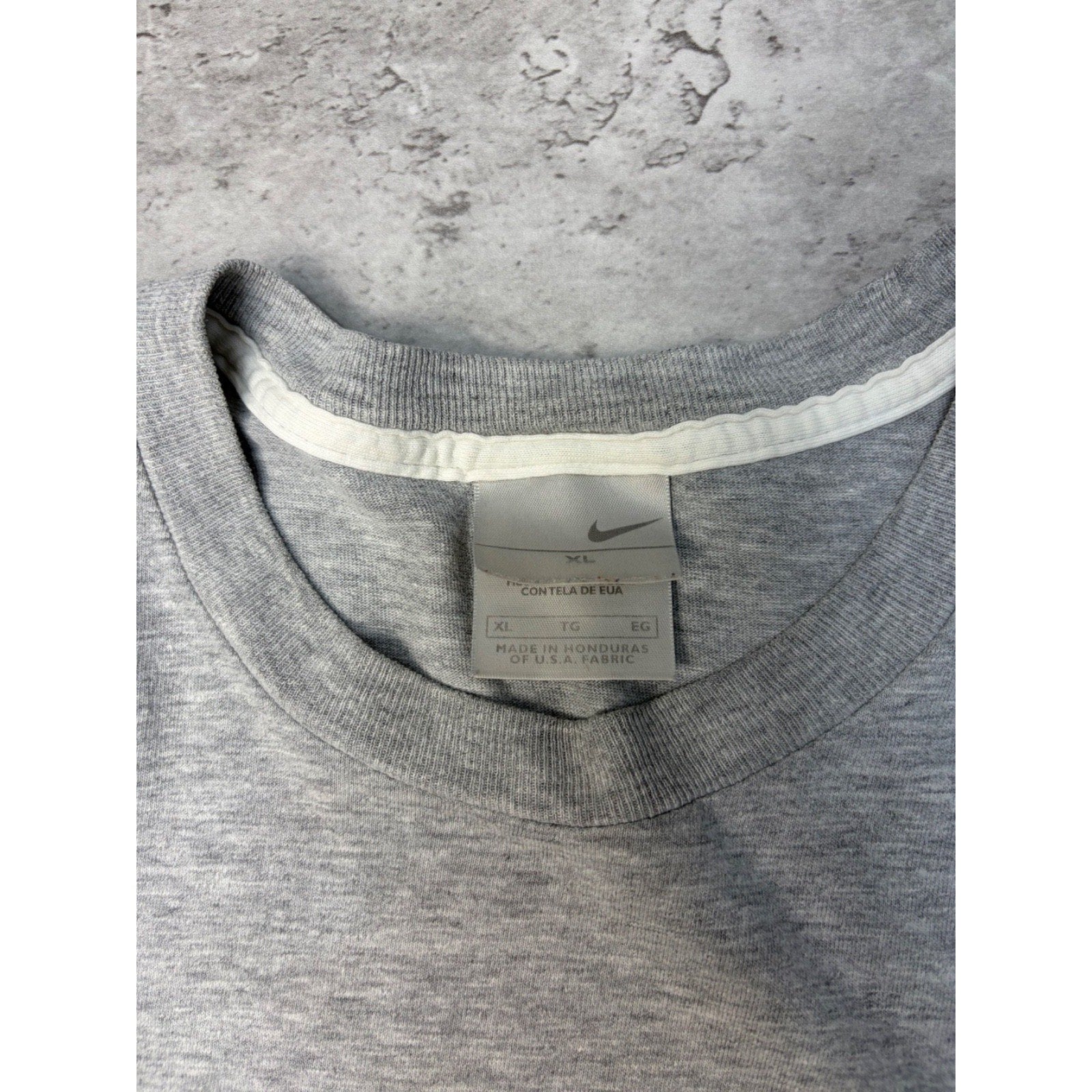 Vintage Nike Embroidered Mini Swoosh Long Sleeve Gray T-Shirt Size XL