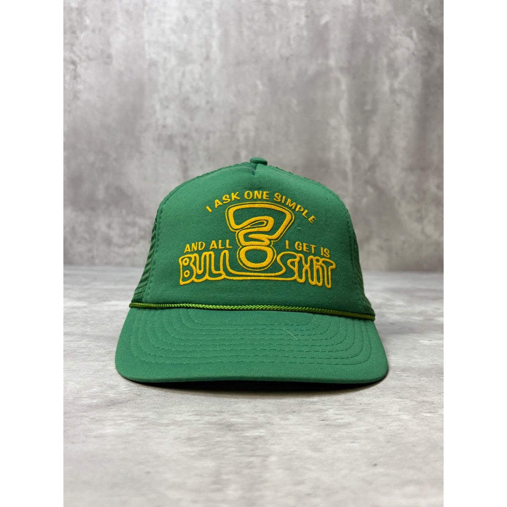 VTG 80s I Ask One Simple ? And All I Get Is Bullshit Trucker Snapback Hat OSFA