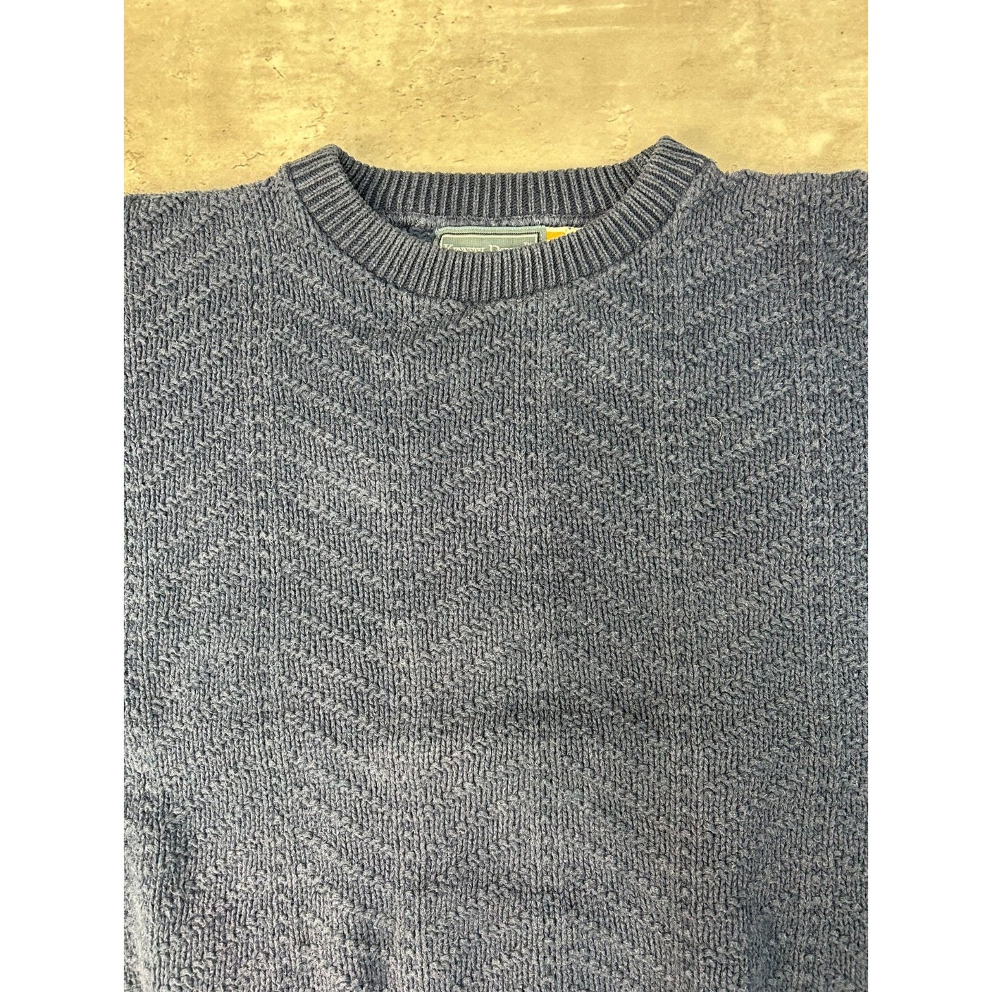 Vintage Zig Zag Striped Solid Print Pullover Knit Sweater Size Large