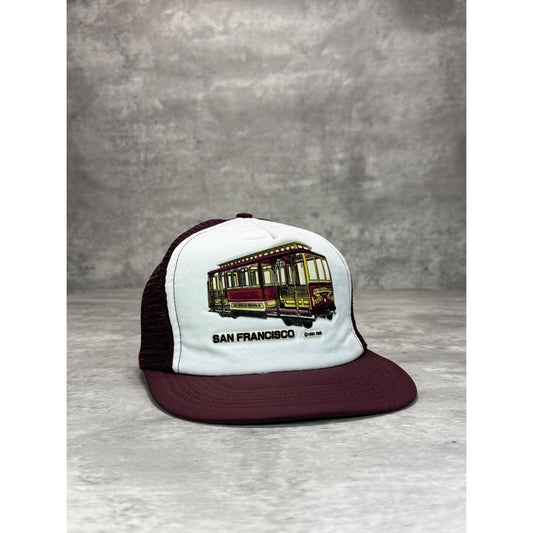VTG 1983 San Francisco Train Car Graphic Destination Trucker Snapback Hat OSFA