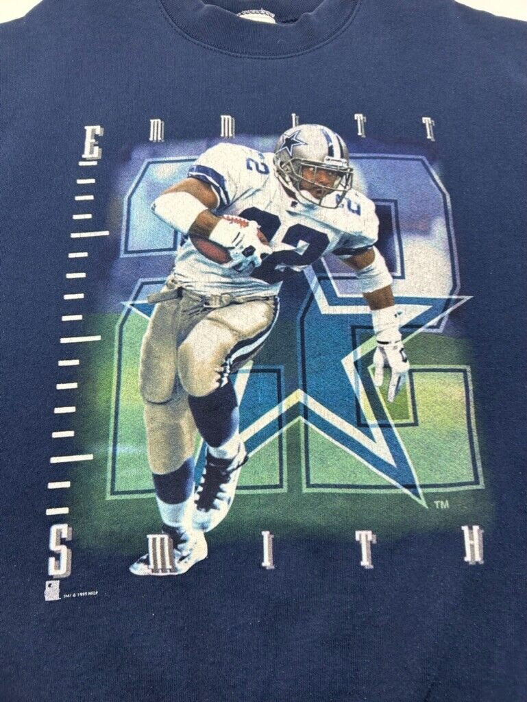 Vtg 1995 Emmitt Smith #22 Dallas Cowboys NFL Player Graphic Sweatshirt Sz Medium