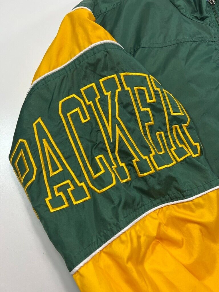 Vintage 90s Green Bay Packers NFL Arm Spell Out Full Zip Starter T-Shirt Medium