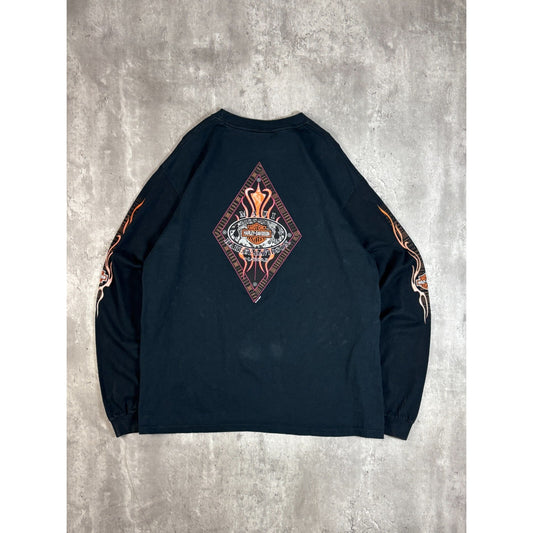 Vintage 2001 Harley Davidson Maui Flame Graphic Long Sleeve T-Shirt Size XL