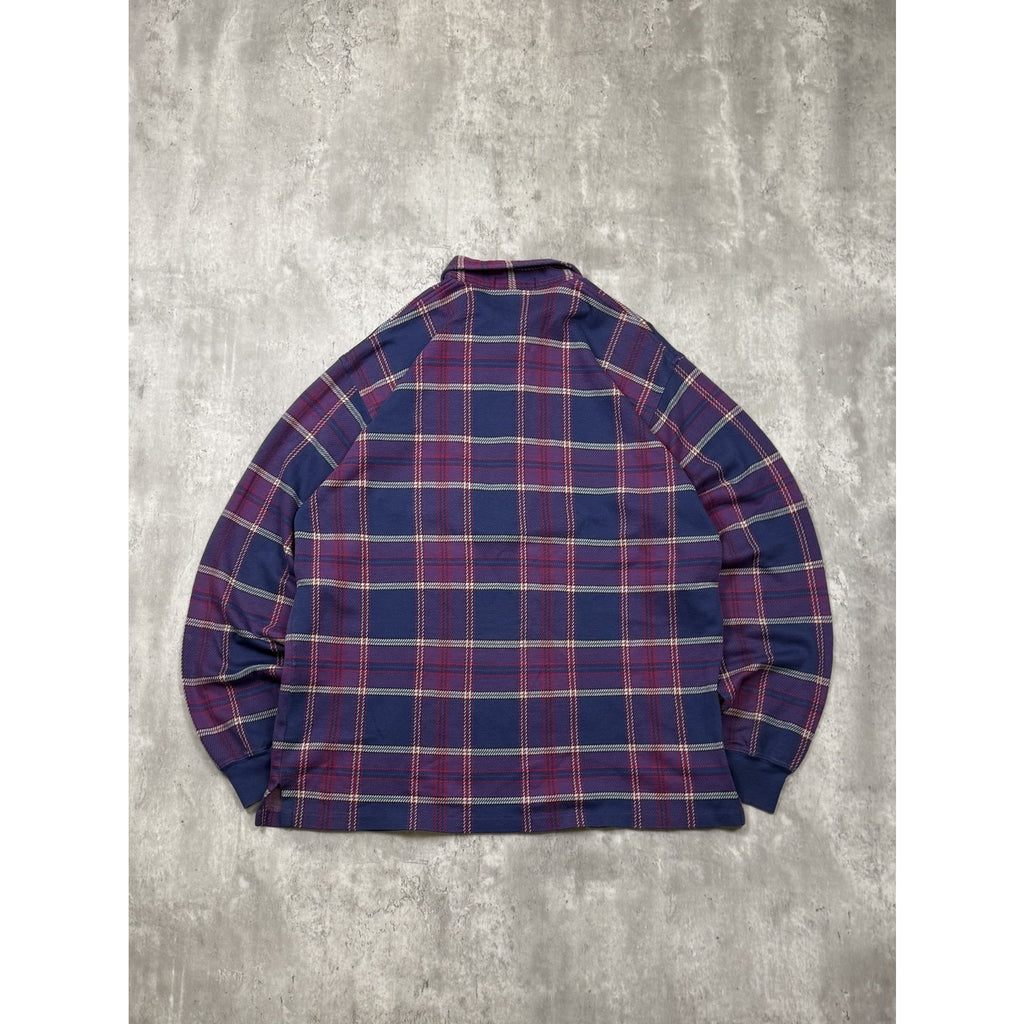 Vintage Polo Ralph Lauren Plaid 1/2 Zip Collared Crewneck Sweatshirt Size Large