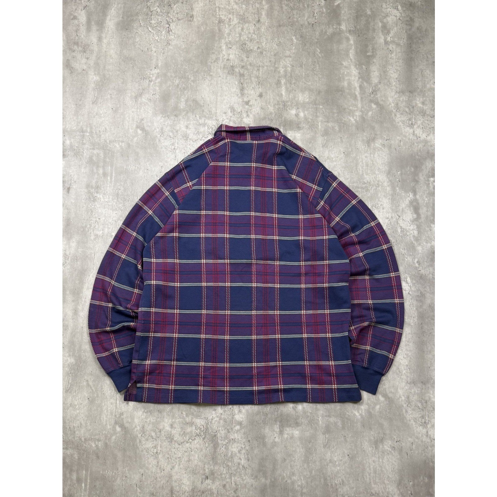 Vintage Polo Ralph Lauren Plaid 1/2 Zip Collared Crewneck Sweatshirt Size Large