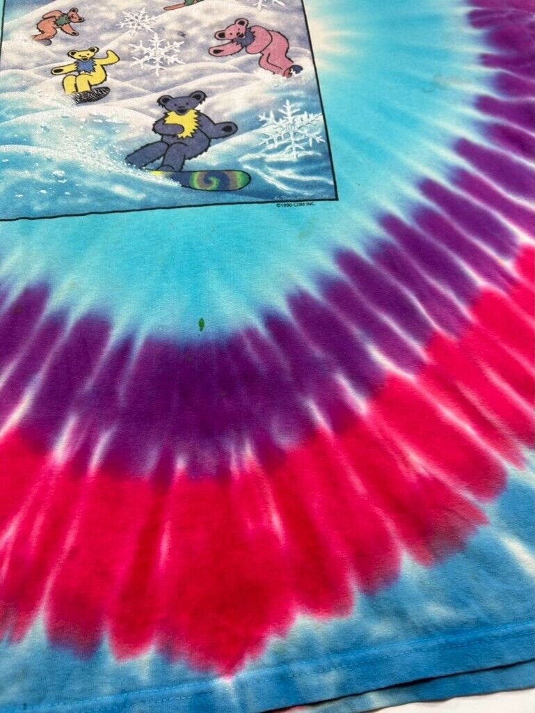 Vtg Grateful Dead Dancing Bears Snowboarding Tye Dye Folk Music T-Shirt Sz 2XL