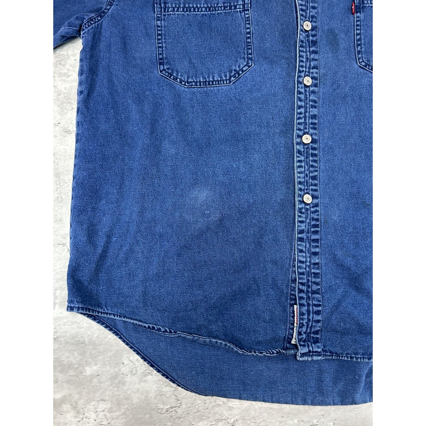Vintage Levis Red Tab Dark Wash Denim Long Sleeve Button Up Shirt Size XL