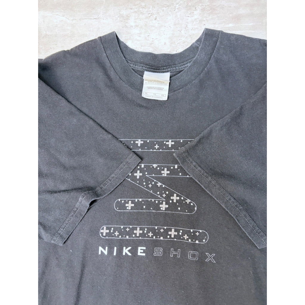 Vintage Y2K Nike Shox Spellout Logo Black Graphic T-Shirt Size XL