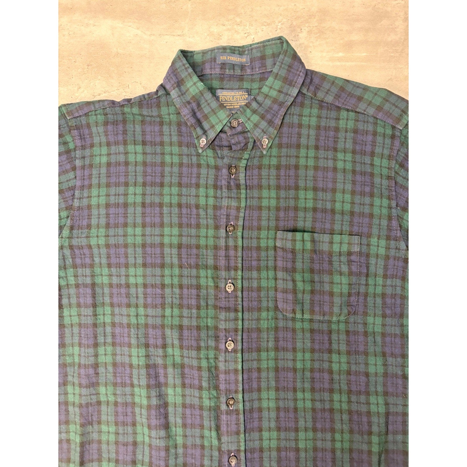 Vintage Pendleton Single Pocket Plaid Print Long Sleeve Button Up Shirt Size XL