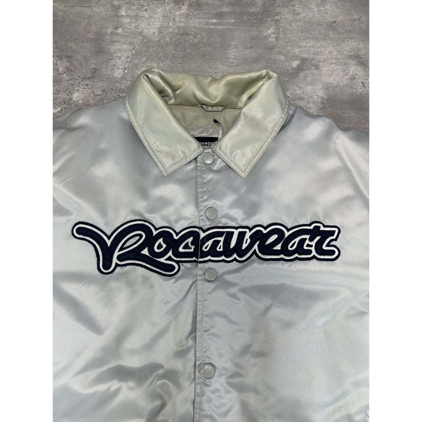 Vintage Y2K Rocawear Embroidered Spellout Nylon Bomber Jacket Size XL