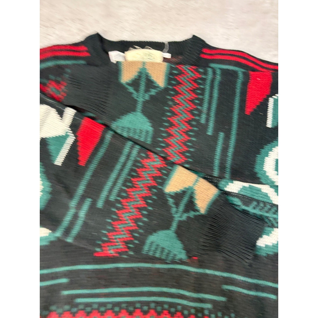 Vintage 80s/90s Weekender Aztec Pattern Print Pullover Knit Sweater Size Small