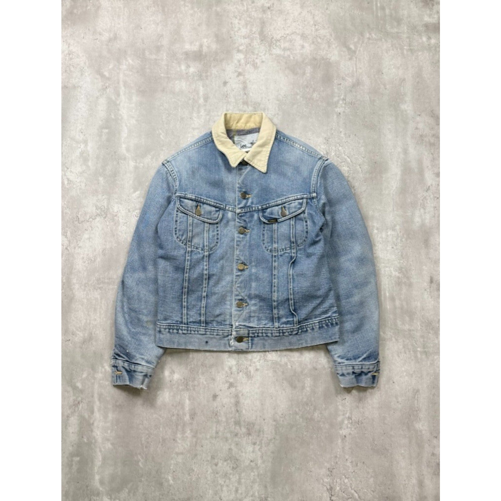 Vintage 1980s Lee Stormrider Blanket Lined Light Wash Denim Jacket Size Small