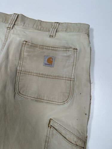 Carhartt Beige Work Wear Style Canvas Double Knee Carpenter Pants Size 35W