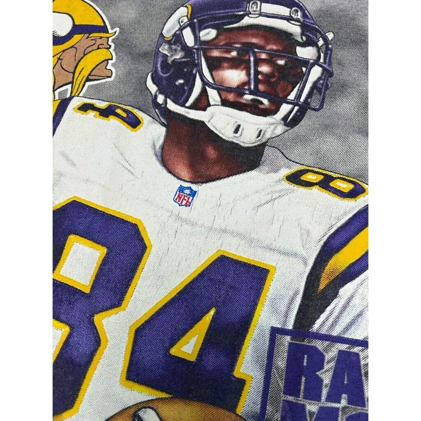 Vintage 1999 Randy Moss #84 Minnisota Vikings NFL Player Graphic T-Shirt Size XL