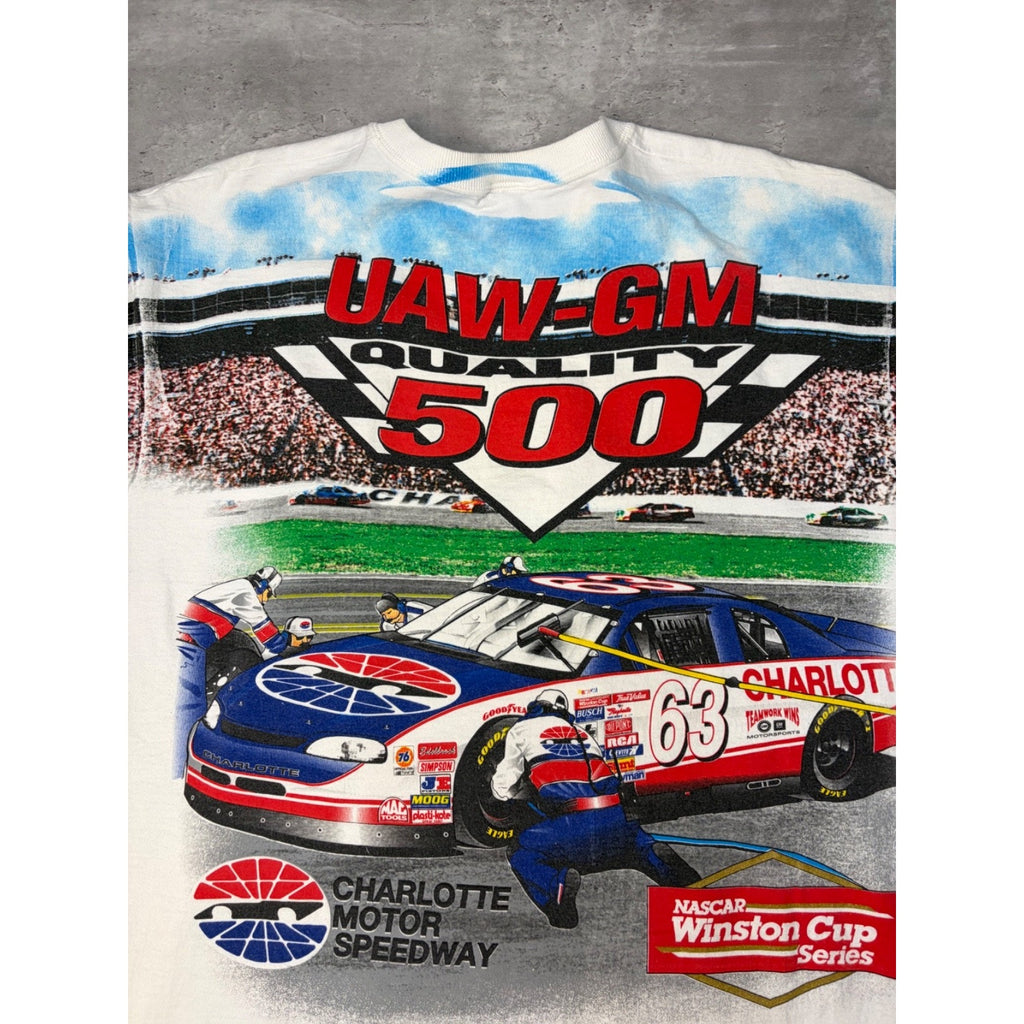 Vintage 1997 Nascar Winston Cup UAW-GM 500 All Over Print T-Shirt Size XL