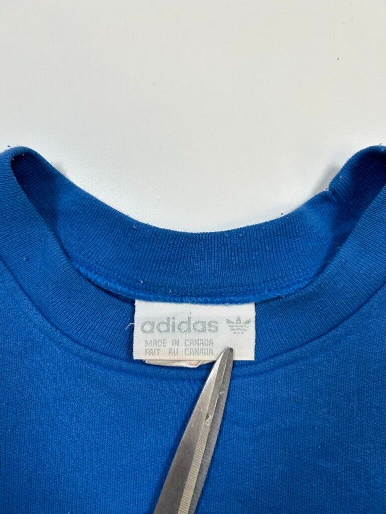 Vintage 80s/90s Adidas Activewear Embossed Logo Sweatshirt Size Medium Blue