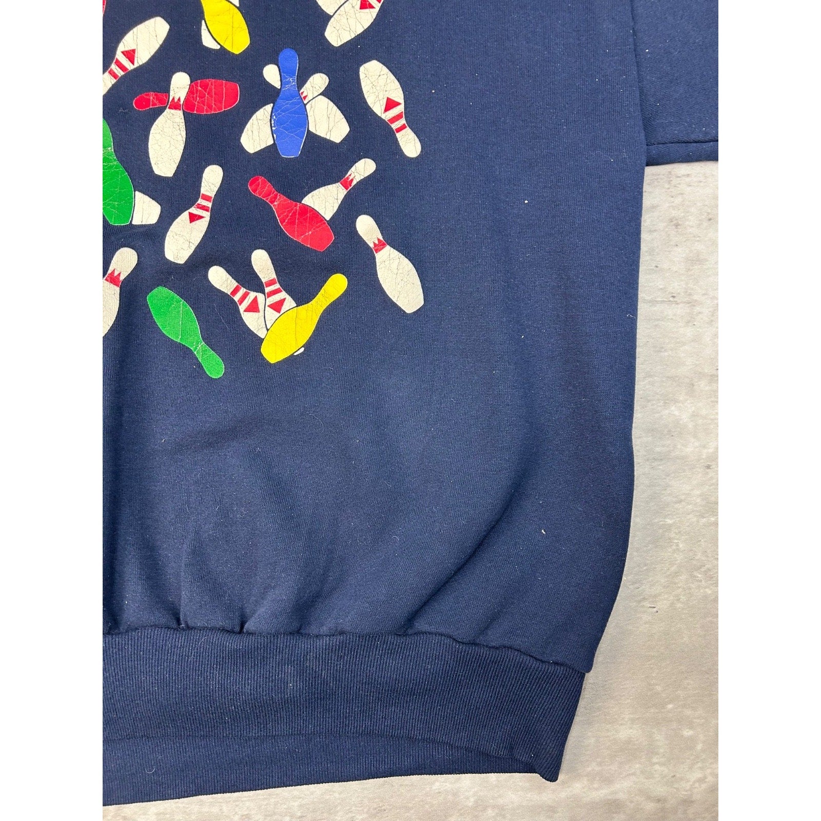 Vintage 90s Bowling Pins Graphic Crewneck Sweatshirt Size 2XL