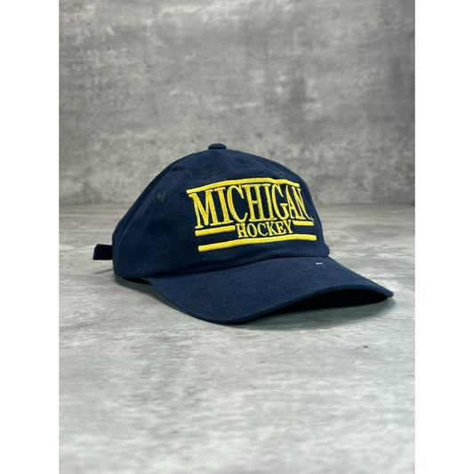 Vintage Michigan Wolverines Hockey NCAA Embroidered Spellout Snapback Hat OSFA