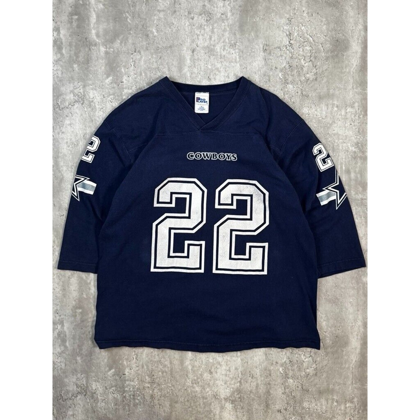 Vintage 90s Emmitt Smith #22 Dallas Cowboys NFL 3/4 Sleeve Jersey Size XL