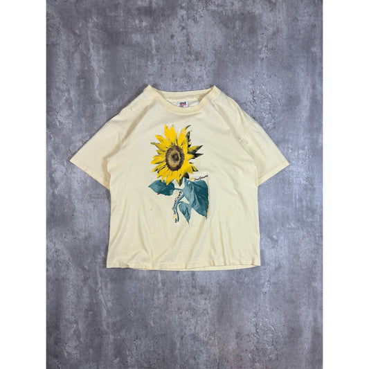 Vintage 80s/90s Rain Sun & Wind Sunflower Nature Graphic T-Shirt Size Large