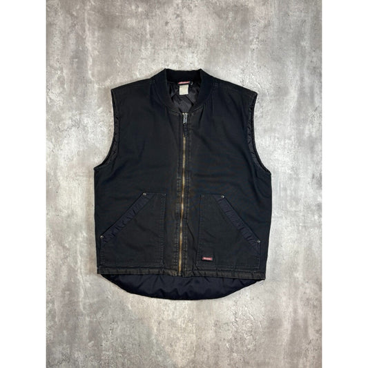 Vintage Dickies Insulated Canvas Workwear Full Zip Vest Size XL Black