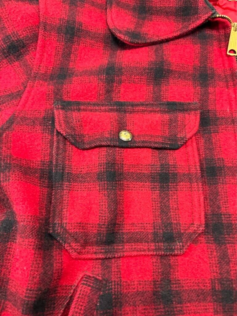 Vintage 80s Woolrich Buffalo Plaid Full Zip Mackinaw Hunting Jacket Size Large