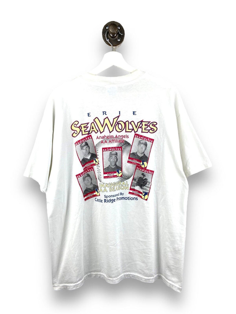 Vintage 90s Erie Seawolves Inaugural Season AA Angels MiLB T-Shirt Size XL