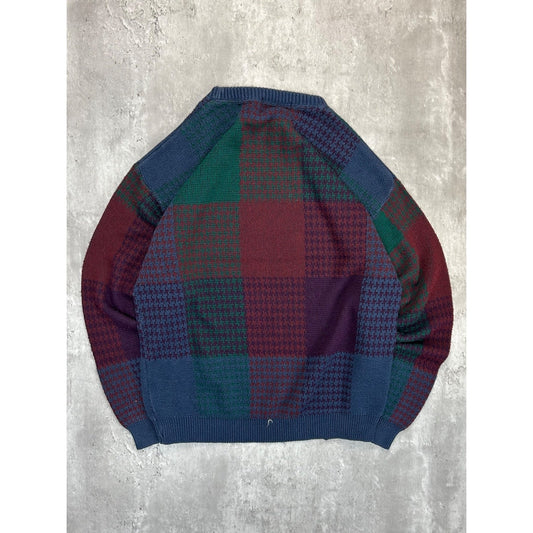 Vintage Enro Plaid Pattern Multicolour Knit Sweater Size LT
