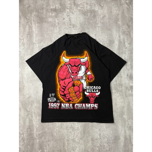 Vintage 1997 Chicago Bears NBA Champs Cartoon Mascot Graphic T-Shirt Size XL