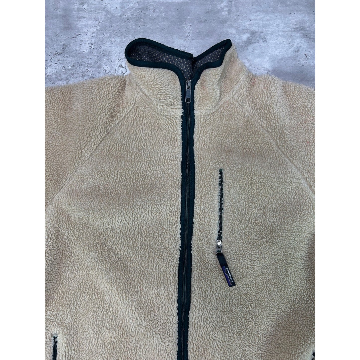 Vintage 90s Patagonia Oatmeal Deepile Full Zip Fleece Sweatshirt Size 2XL