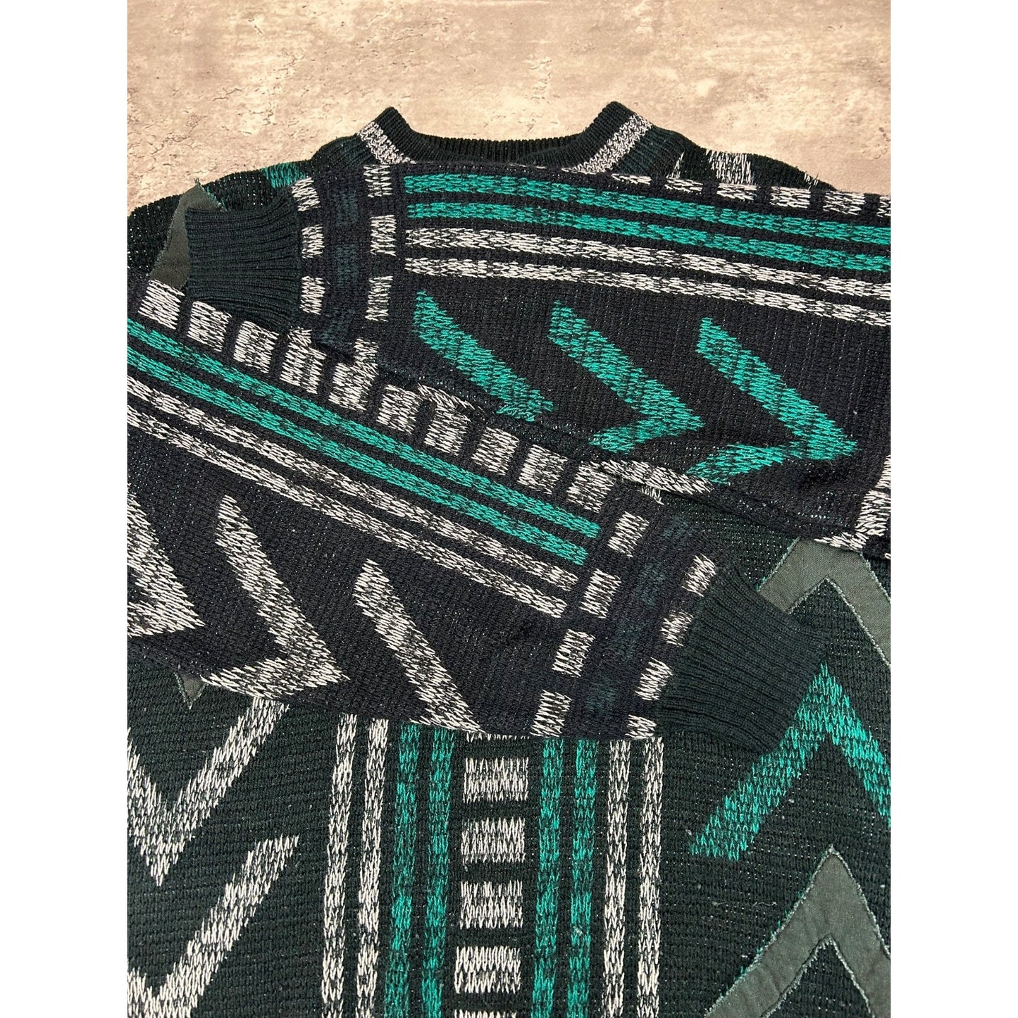 Vintage 90s Abstract Pattern Print Pullover Knit Sweater Size Large
