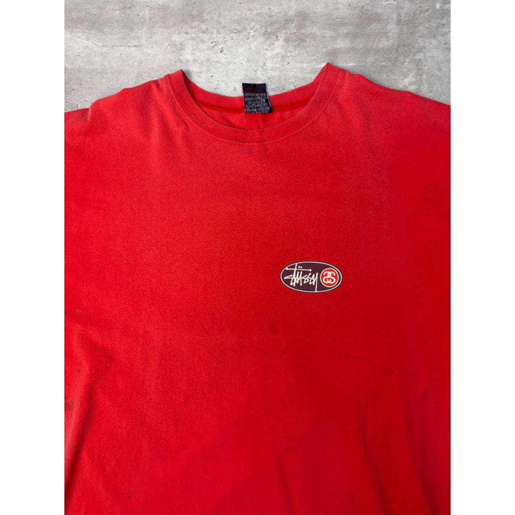 Vintage 90s Stussy Oval Logo Graphic T-Shirt Size Medium