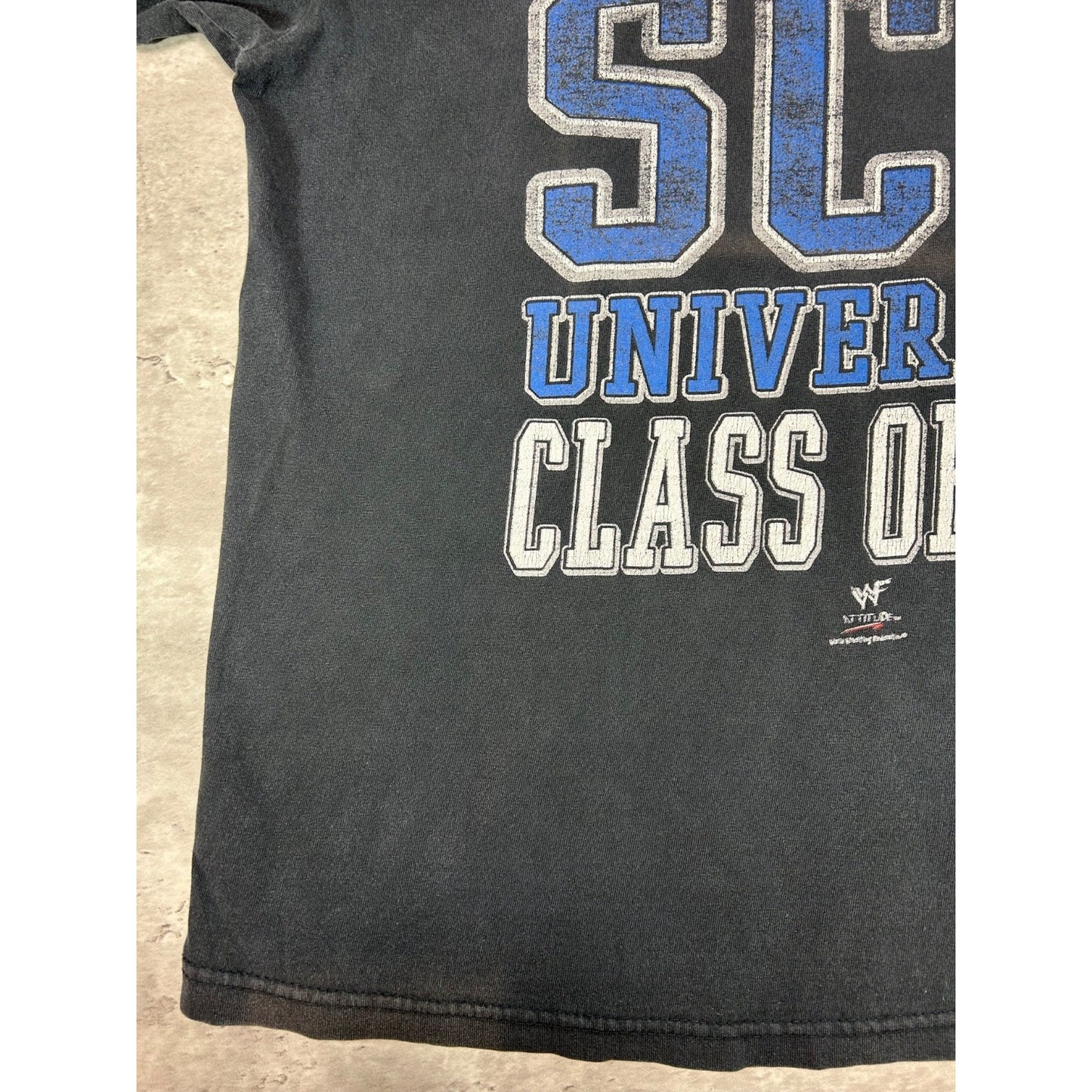 Vintage 1998 WWF Steve Austin Stone Cold University Spellout T-Shirt Size XL