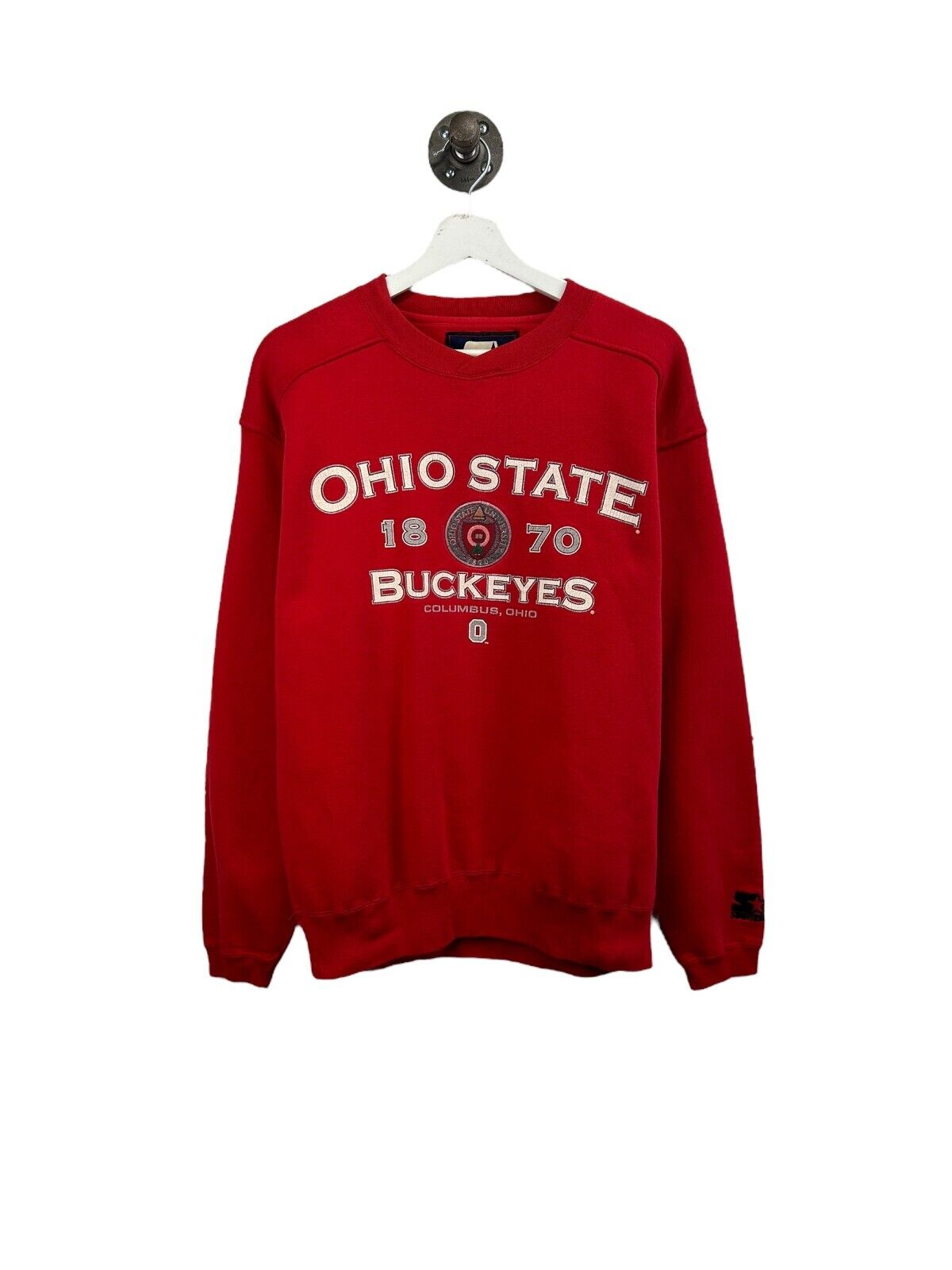 Vintage 90s Ohio State Buckeyes NCAA Starter Spellout Sweatshirt Size Small Red