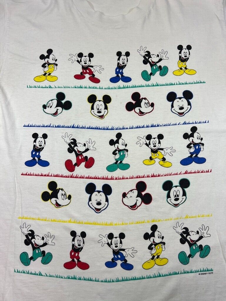 Vintage 90s Disney Mickey Mouse Character Graphic T-Shirt Size Large White