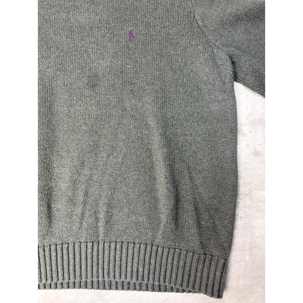 Vintage Polo Ralph Lauren Embroidered Pony Gray Knit Sweater Size XL