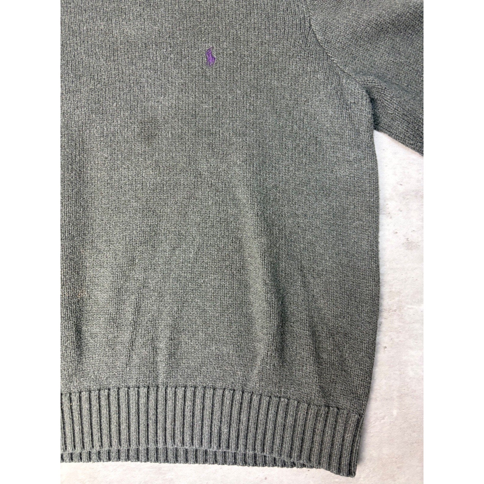 Vintage Polo Ralph Lauren Embroidered Pony Gray Knit Sweater Size XL