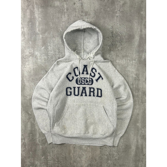 Vintage 90s Coast Guard USCG Spellout Graphic Hooded Sweatshirt Size Large